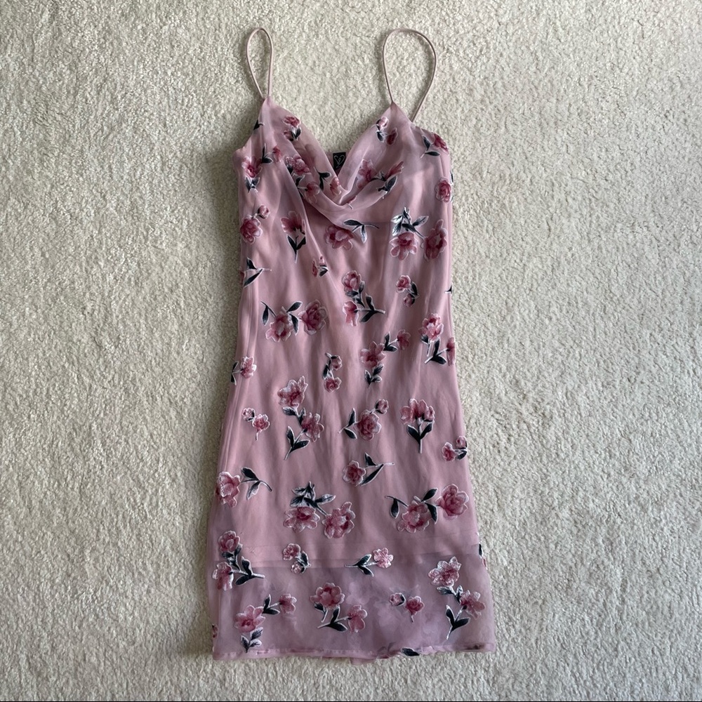 Windsor floral mini cowl neck dress (size small)
